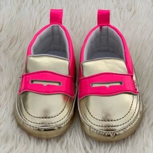 Gold & Pink Infant Penny loafers